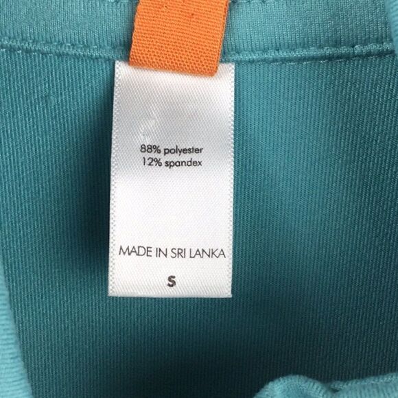 Lucy Turquoise Rouched Zip Athletic Jacket, 3/4 Sleeve, Size Small - Picture 8 of 8